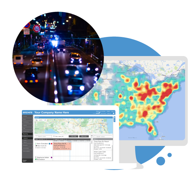 Reviewing a heatmap display of fleet vehicles