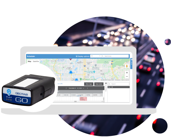 Geotab device used with a fleet management solution