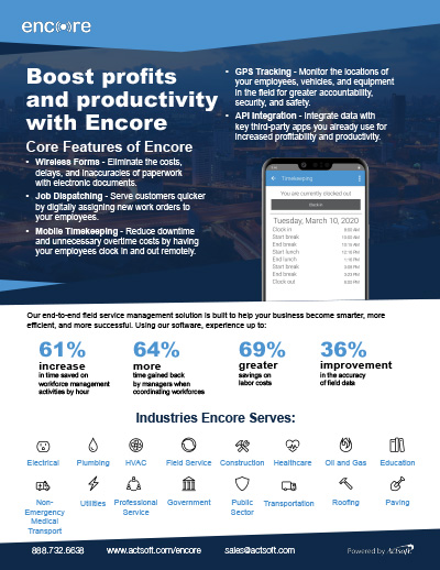 Encore core features one-pager